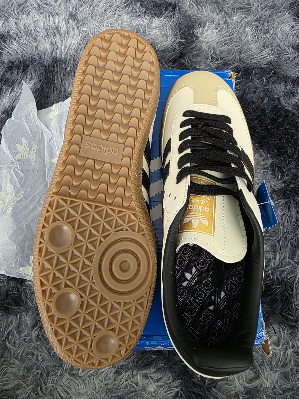 Adidas Samba Vegan Shoes Cream Black Men's Size 9.0 NWOT - Picture 3 of 10